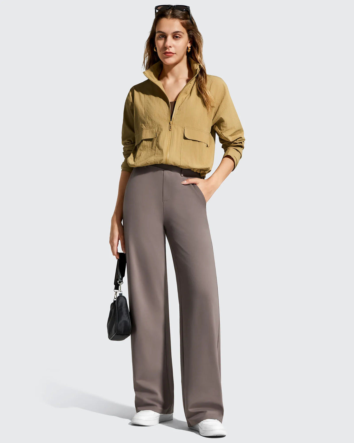 G4Free - EverGoing Wide Leg  Belt Loops High-Waist Dress Pants -GF26J801A001A-S
