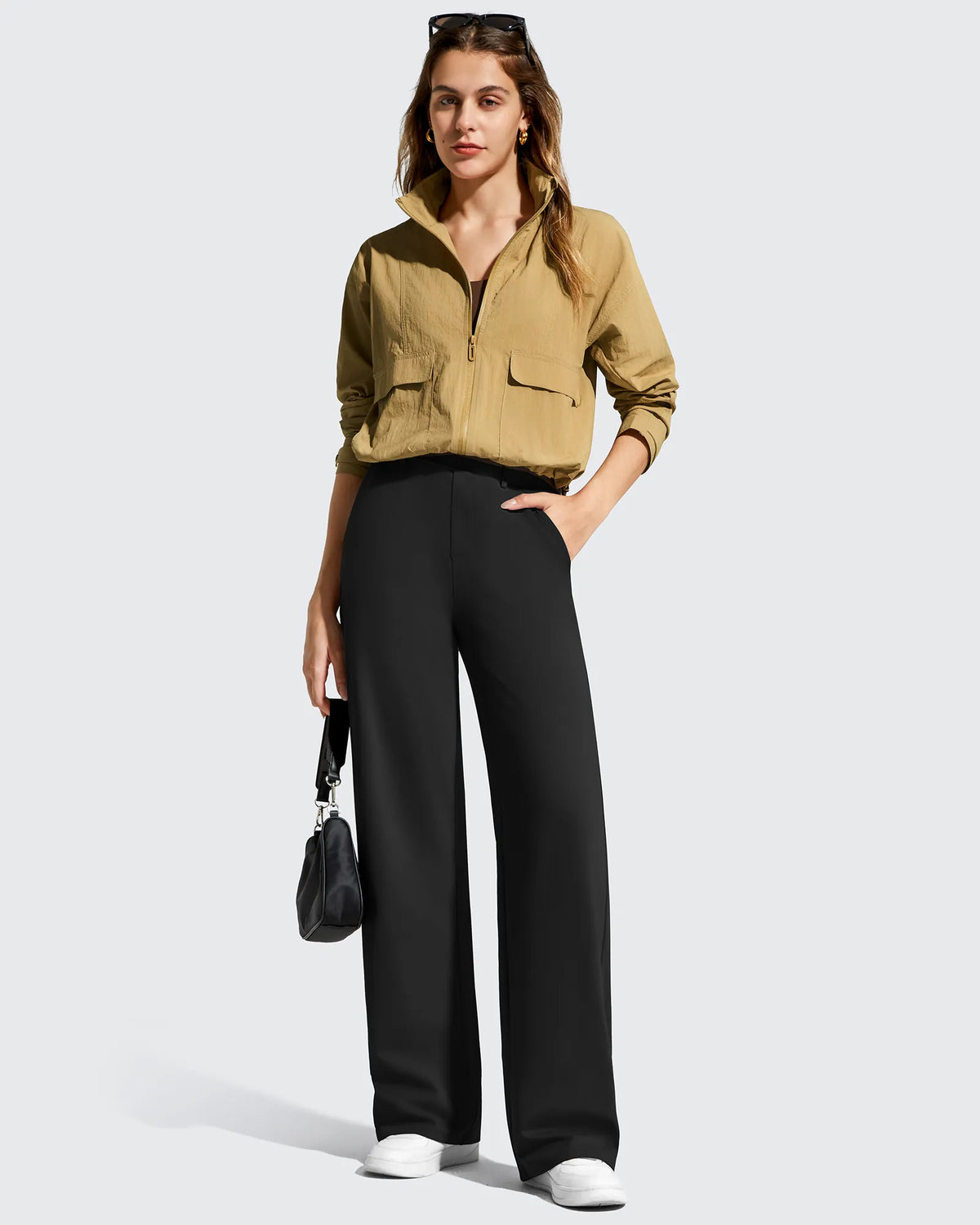 G4Free - EverGoing Wide Leg  Belt Loops High-Waist Dress Pants -GF26J801A001A-S