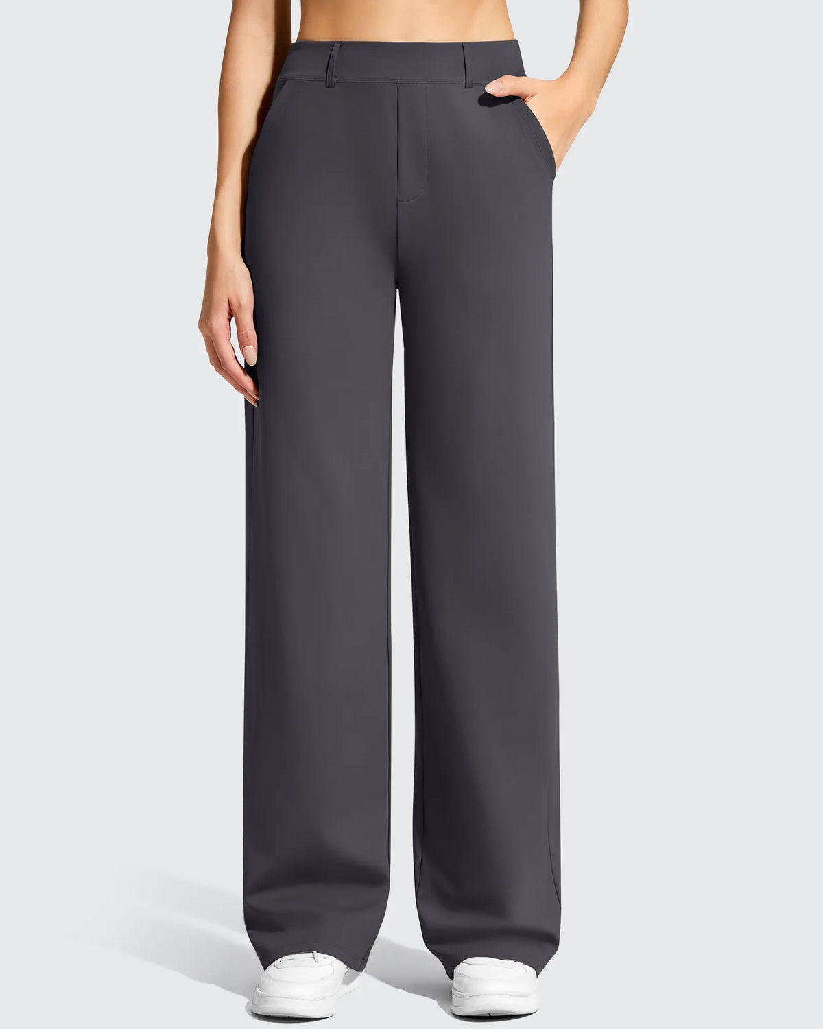 G4Free - EverGoing Wide Leg  Belt Loops High-Waist Dress Pants -GF26J801A001A-S
