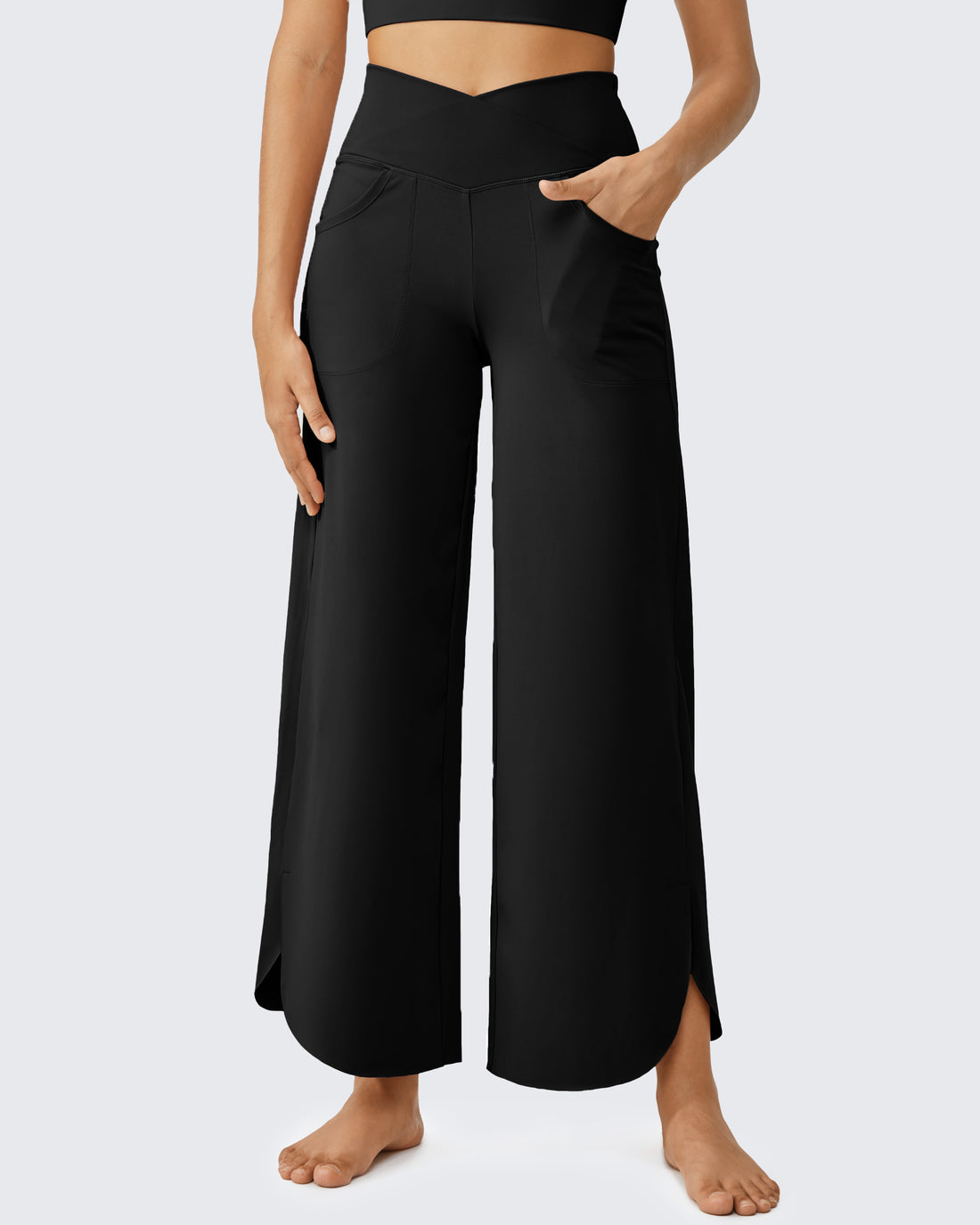 G4Free - EverGoing Wide Leg Cross High-Waist Capri Pants Tall -GF24J196AA-S