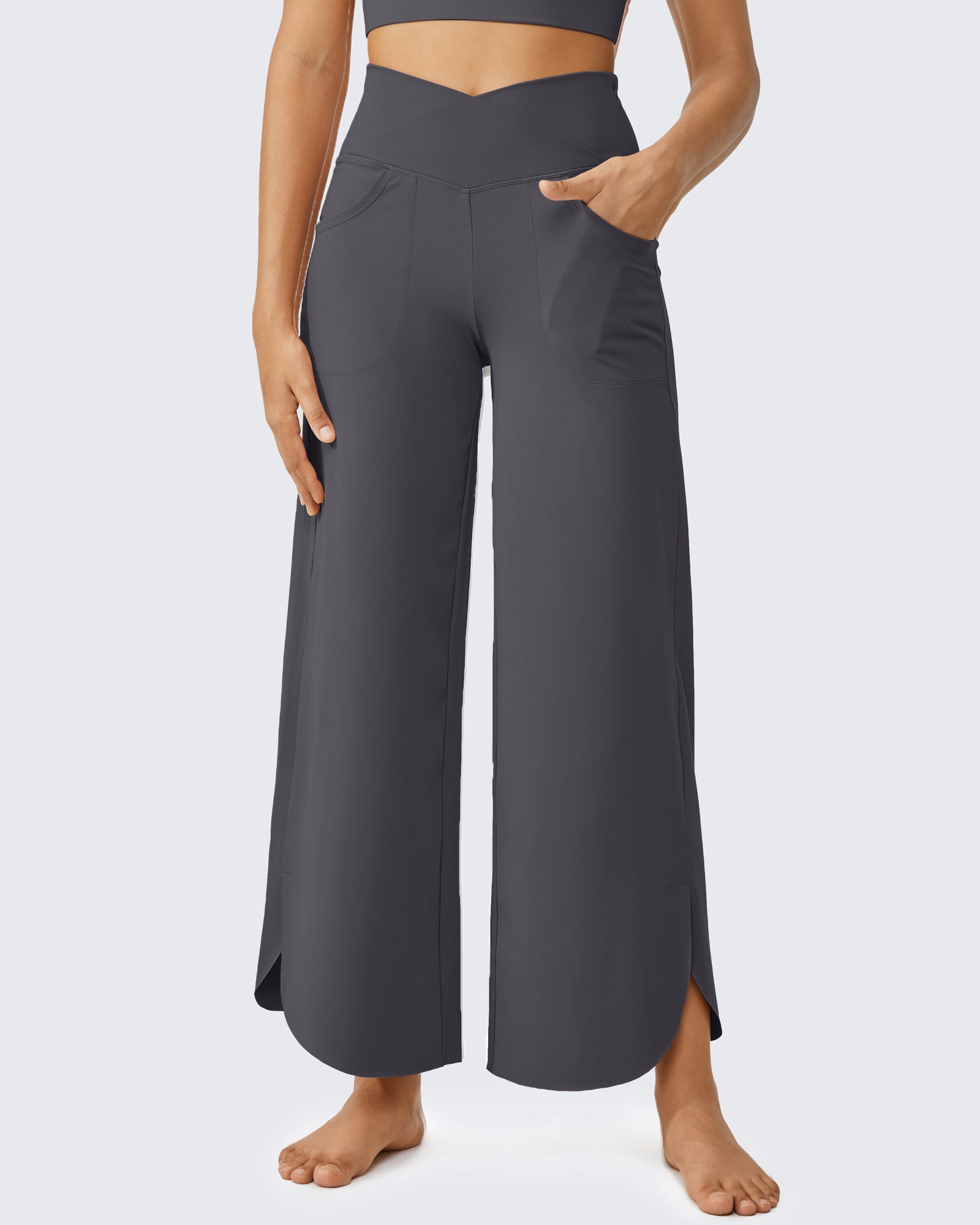 G4Free - EverGoing Wide Leg Cross High-Waist Capri Pants Tall -GF24J196BA-S
