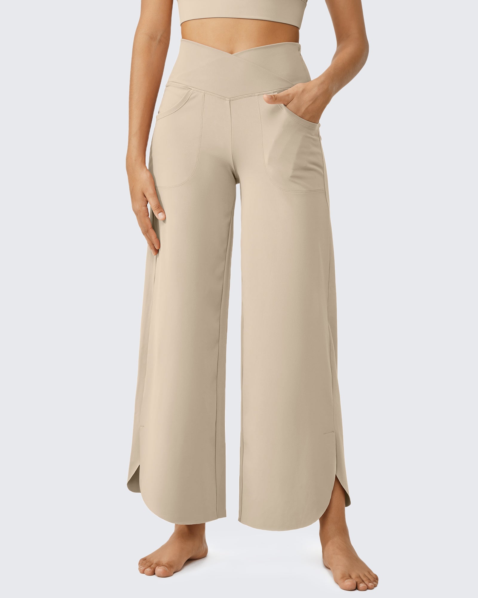G4Free - EverGoing Wide Leg Cross High-Waist Capri Pants Tall -GF24J196EA-S
