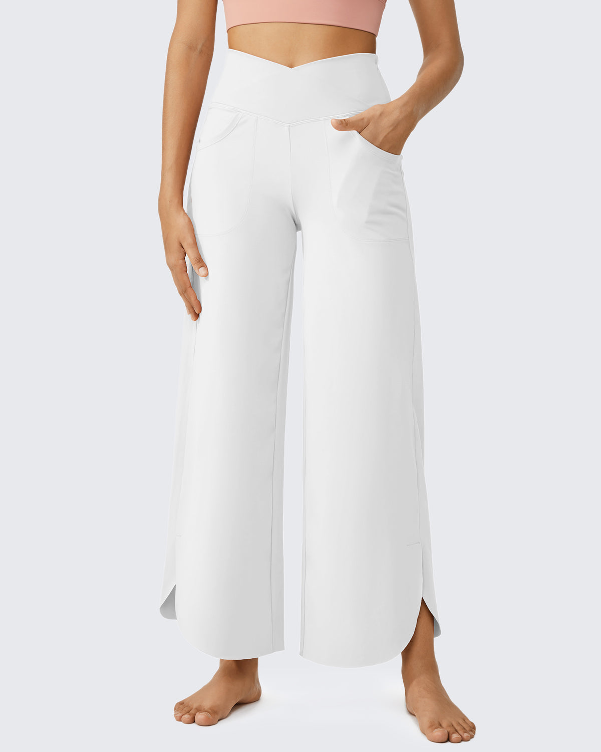 G4Free - EverGoing Wide Leg Cross High-Waist Capri Pants Tall -GF24J196FA-S