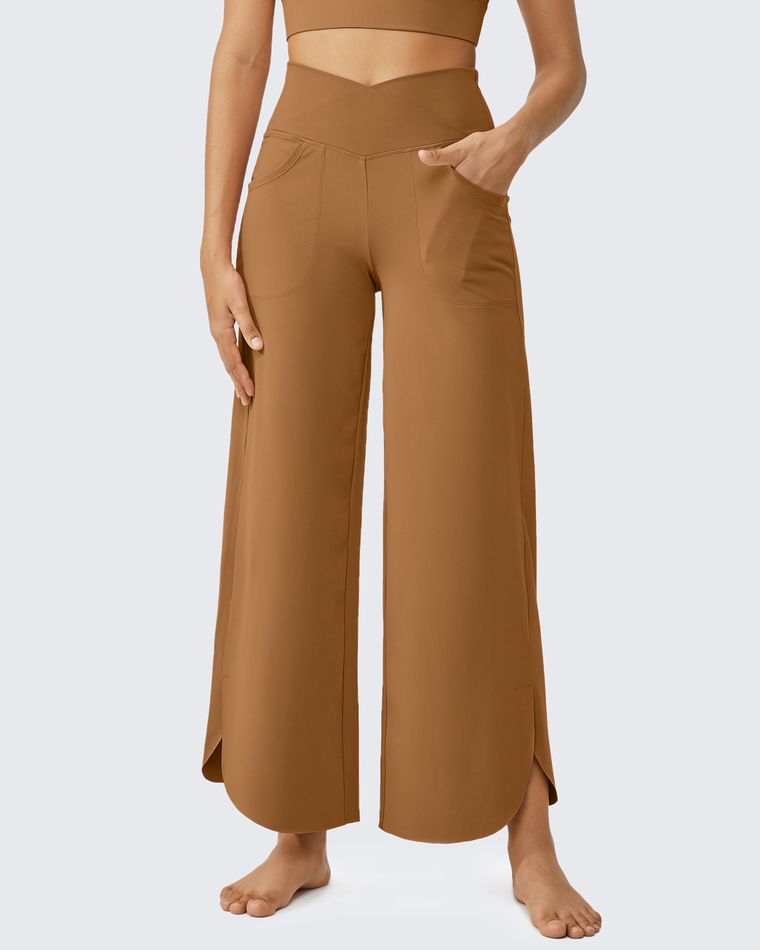 G4Free - EverGoing Wide Leg Cross High-Waist Capri Pants Tall -GF24J196KA-S