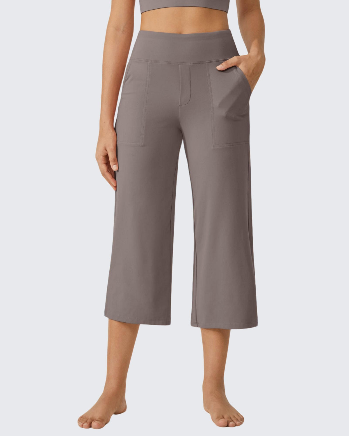 G4Free - EverGoing Wide Leg High-Waist Casual Capri Pants -GF24J197AA-S