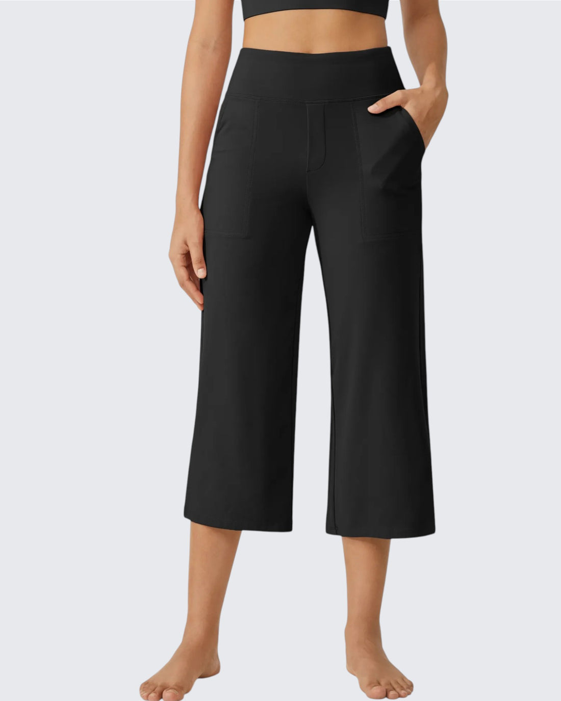 G4Free - EverGoing Wide Leg High-Waist Casual Capri Pants -GF24J197AA-S