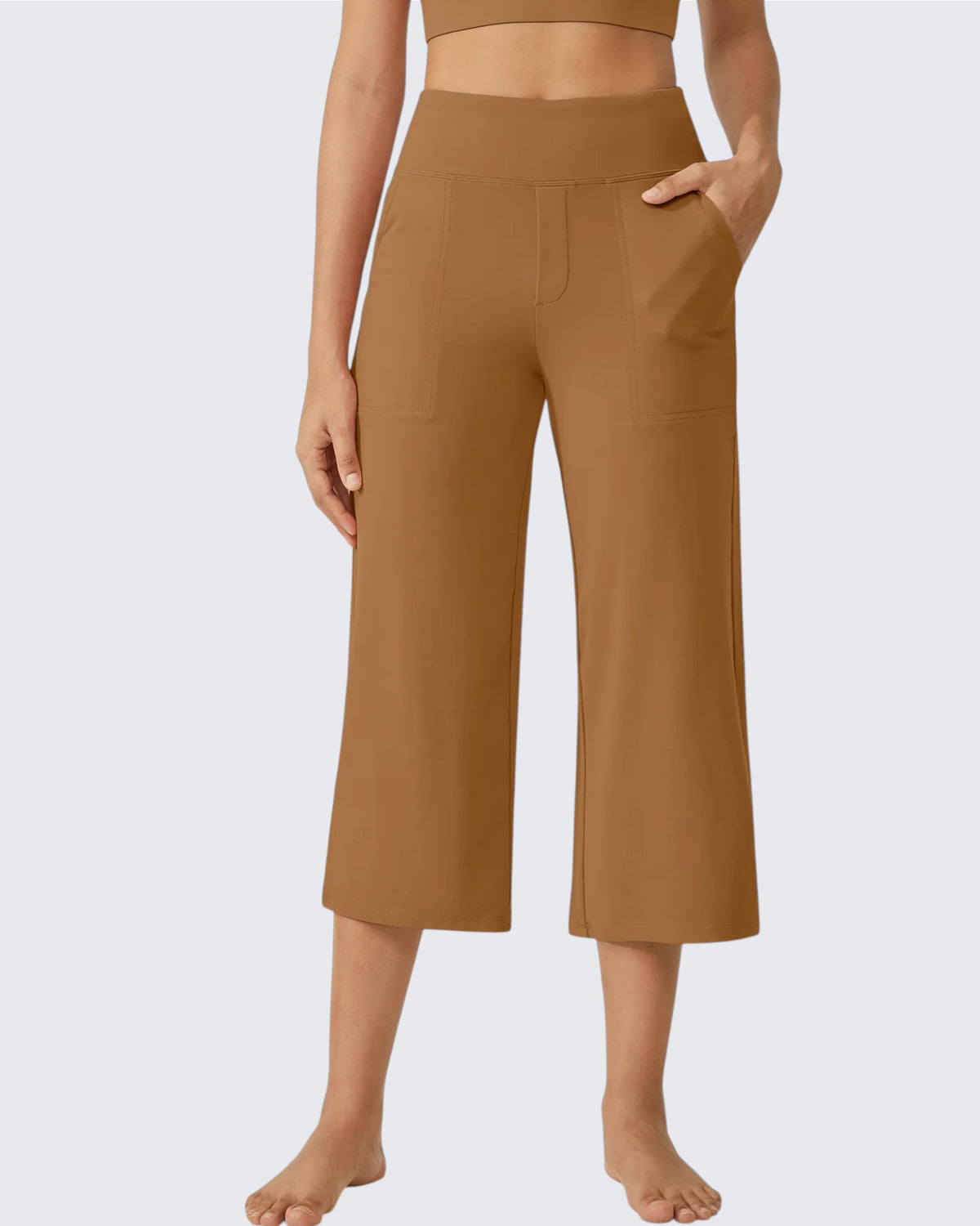 G4Free - EverGoing Wide Leg High-Waist Casual Capri Pants -GF24J197AA-S
