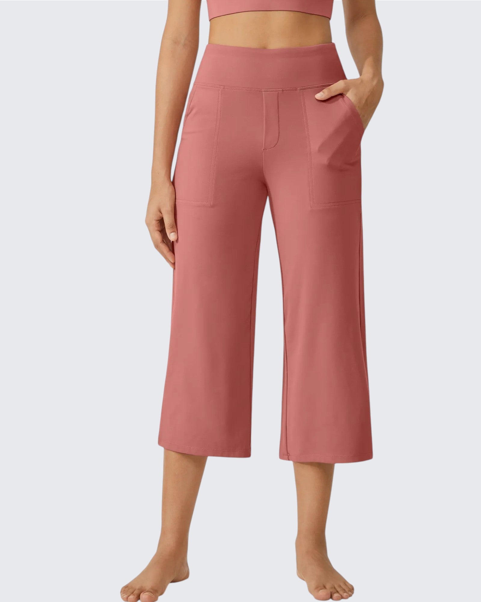 G4Free - EverGoing Wide Leg High-Waist Casual Capri Pants -GF24J197AA-S