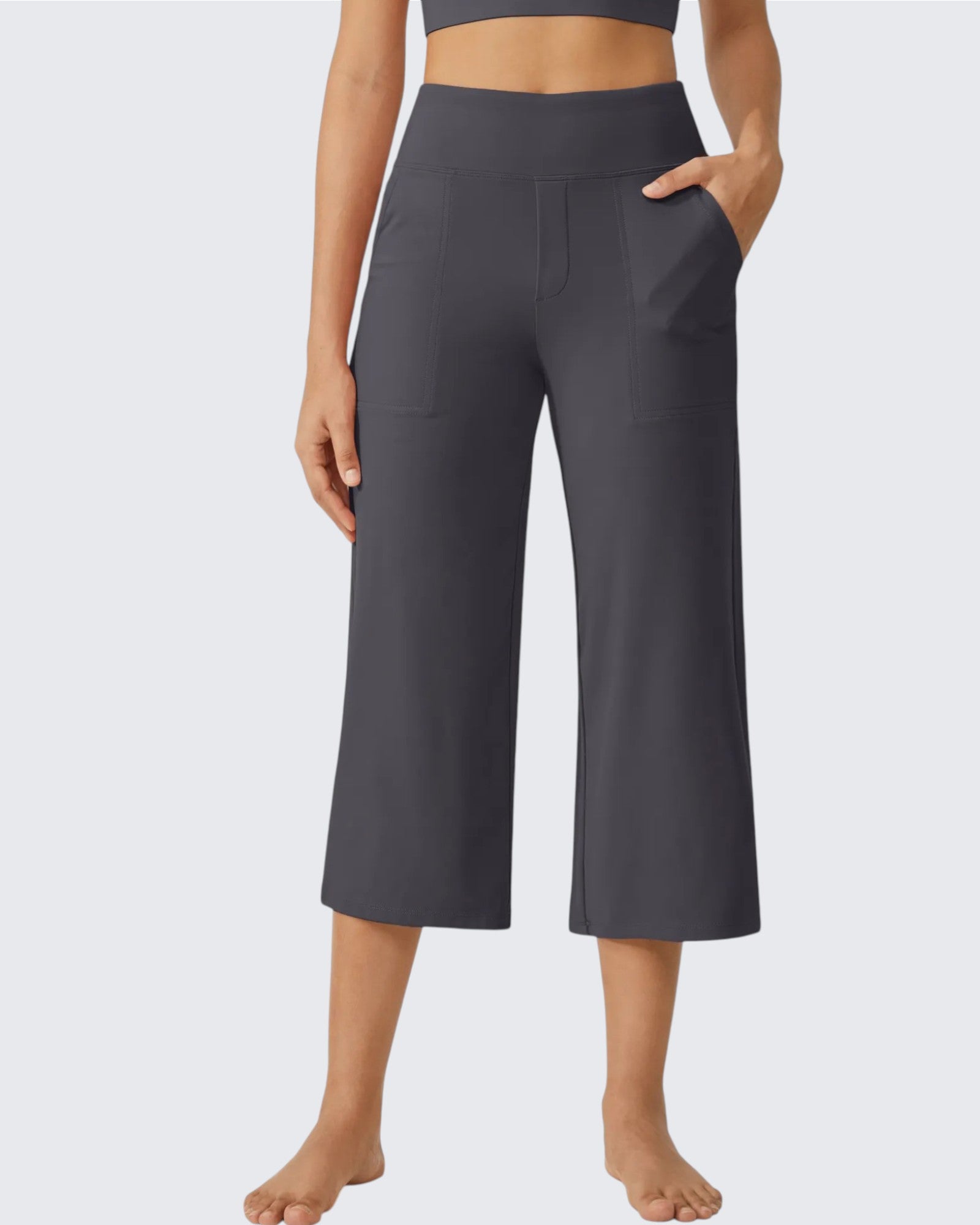 G4Free - EverGoing Wide Leg High-Waist Casual Capri Pants -GF24J197BA-S