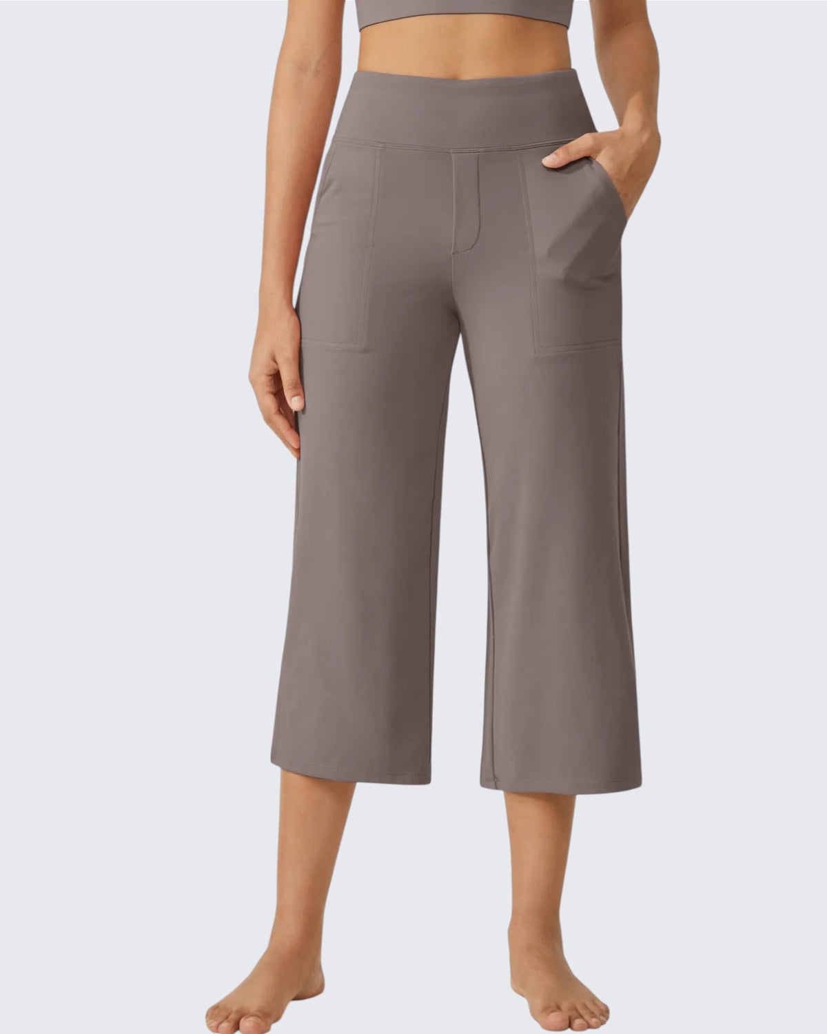 G4Free - EverGoing Wide Leg High-Waist Casual Capri Pants -GF24J197CA-S
