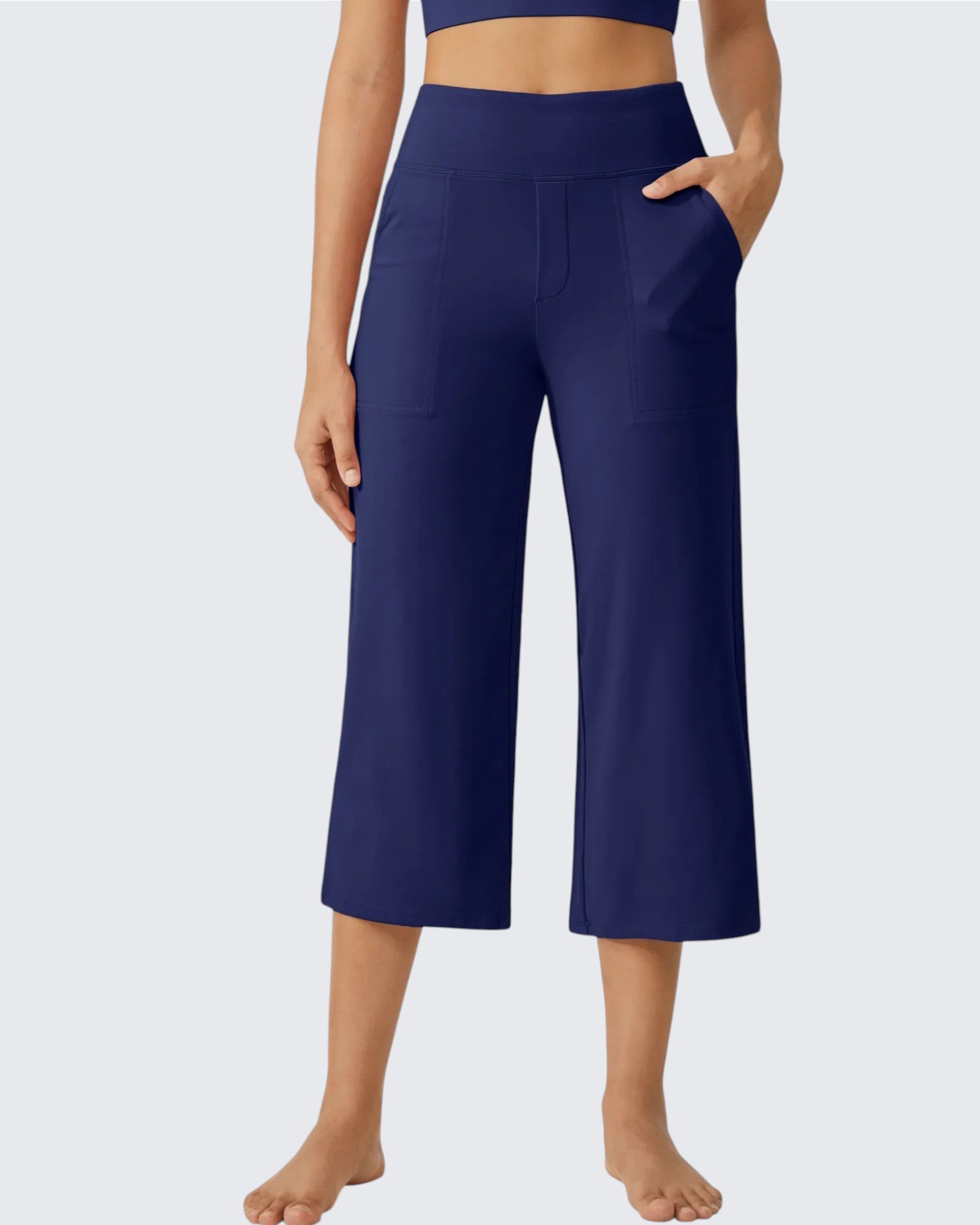 G4Free - EverGoing Wide Leg High-Waist Casual Capri Pants -GF24J197DA-S