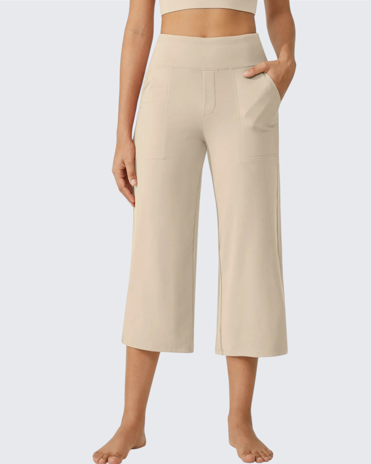 G4Free - EverGoing Wide Leg High-Waist Casual Capri Pants -GF24J197EA-S