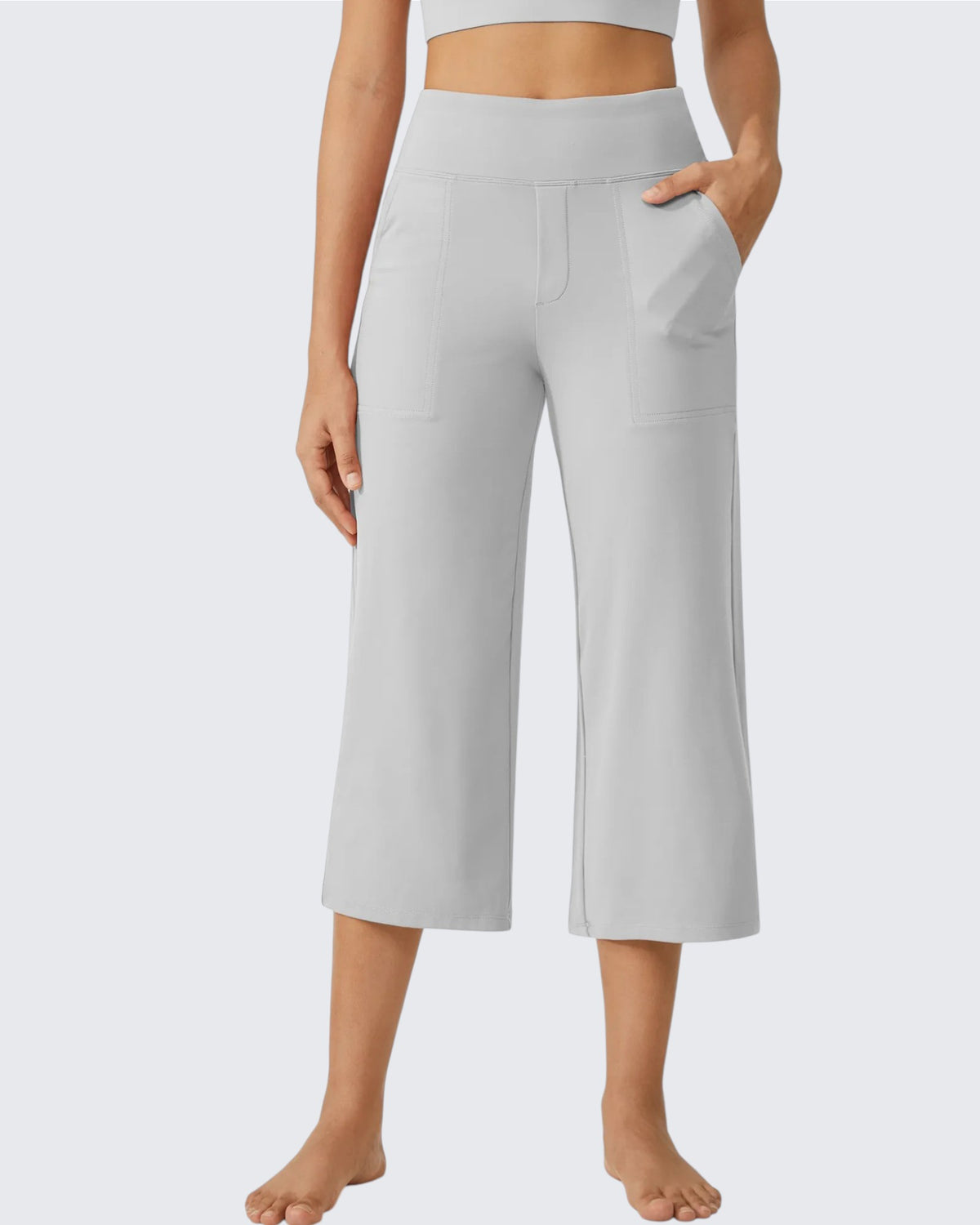 G4Free - EverGoing Wide Leg High-Waist Casual Capri Pants -GF24J197IA-S