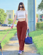 G4Free - EverGoing Wide Leg High-Waist Casual Pants Petite -GF23D170AF-XS