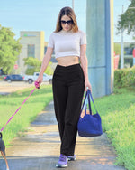 G4Free - EverGoing Wide Leg High-Waist Casual Pants Petite -GF23D170AF-XS