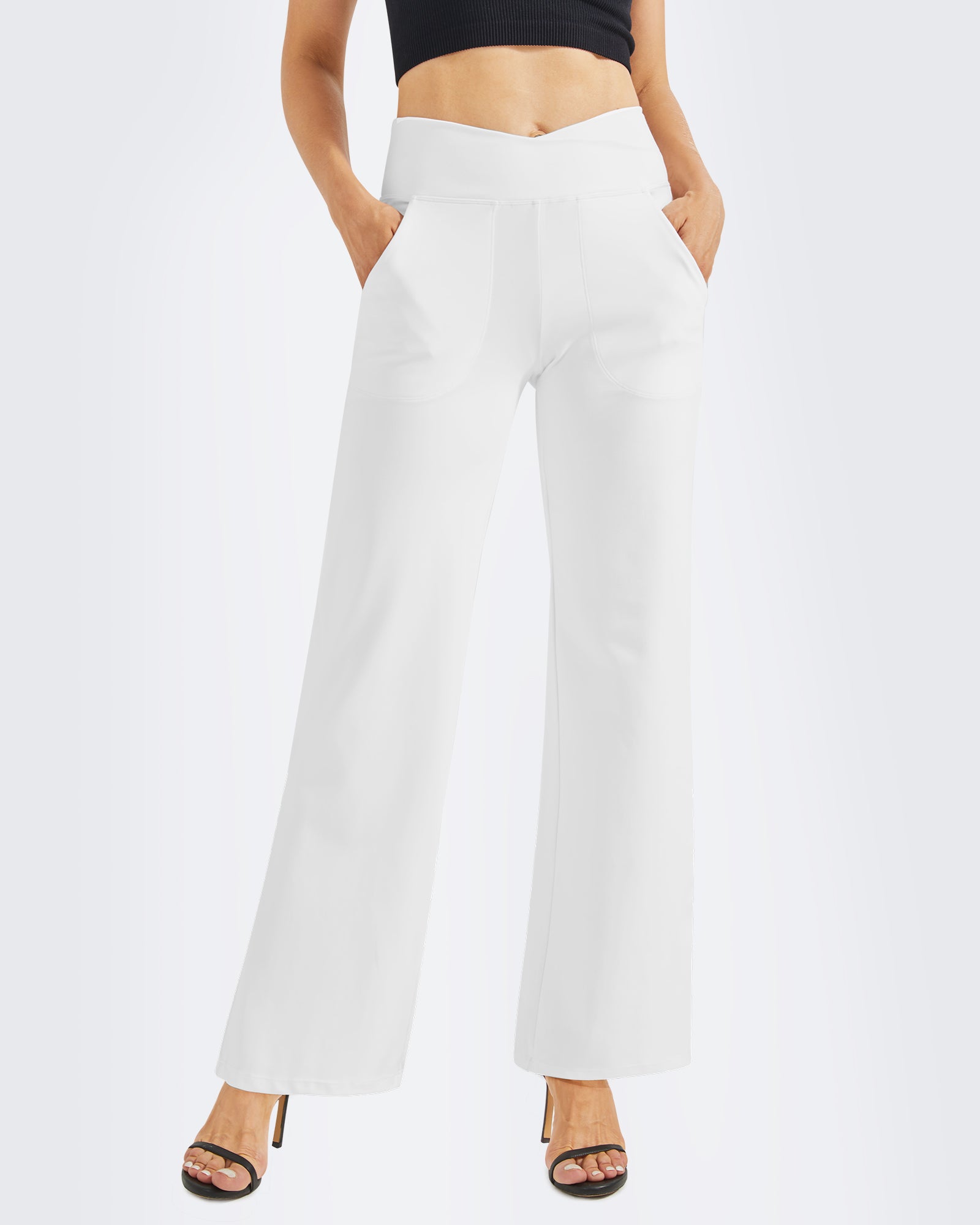 G4Free - EverGoing Wide Leg High-Waist Casual Pants Petite -GF23D170AF-XS