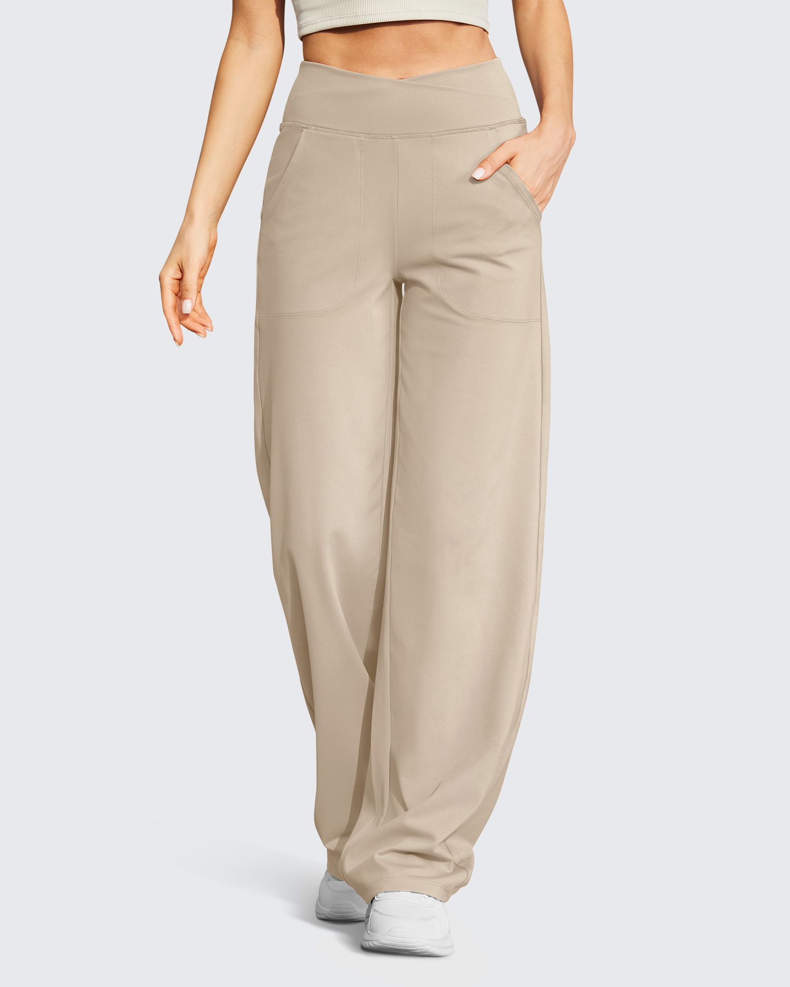 G4Free - EverGoing Wide Leg High-Waist Casual Pants Petite -GF23D170EF-XS