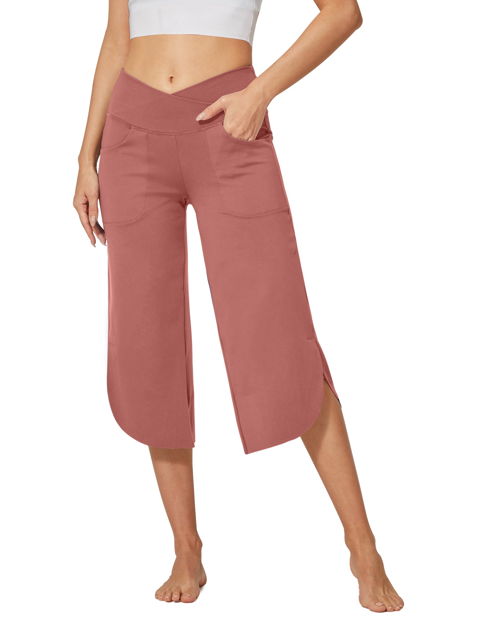 G4Free - EverGoing Wide Leg High-Waist Crossover Capri Pants 21 -GF22J111FF-XS