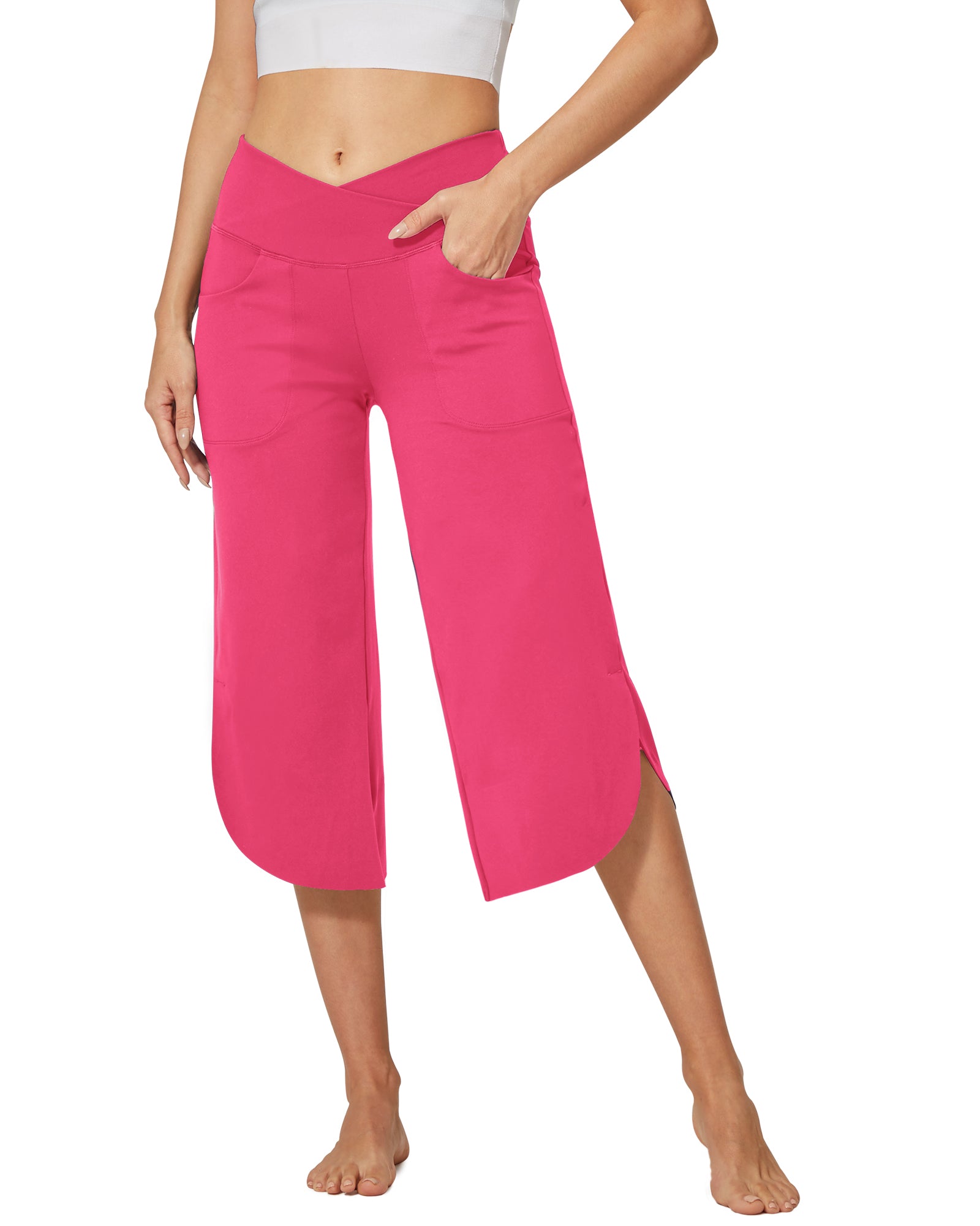 G4Free - EverGoing Wide Leg High-Waist Crossover Capri Pants 21 -GF22J111GF-XS