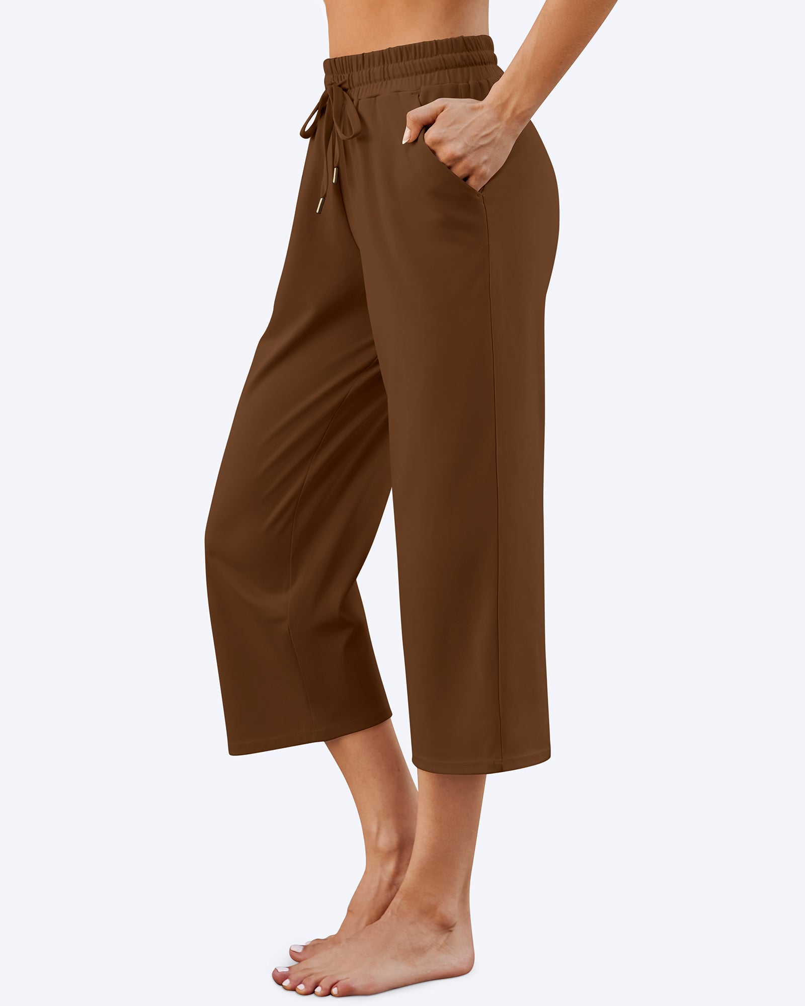 G4Free - EverGoing Wide Leg Mid-Waist Drawstring Capris Pants -GF24J221AA-S