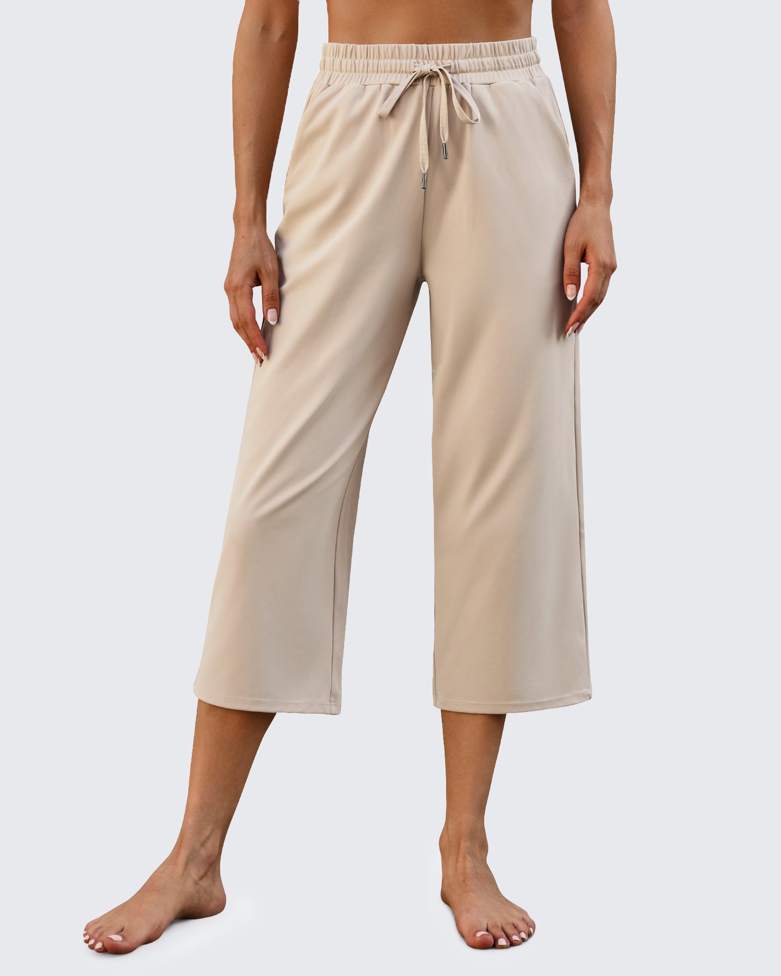 G4Free - EverGoing Wide Leg Mid-Waist Drawstring Capris Pants -GF24J221DA-S
