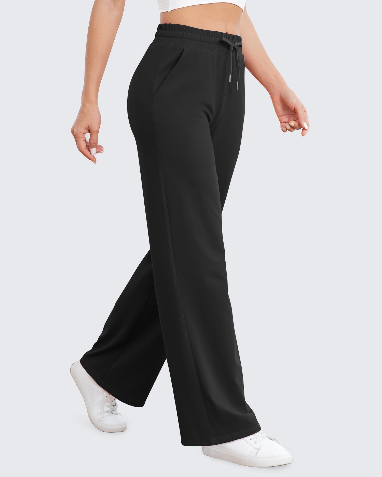 G4Free - EverGoing Wide Leg Mid-Waist Drawstring Casual Pants -GF24J261AA-S