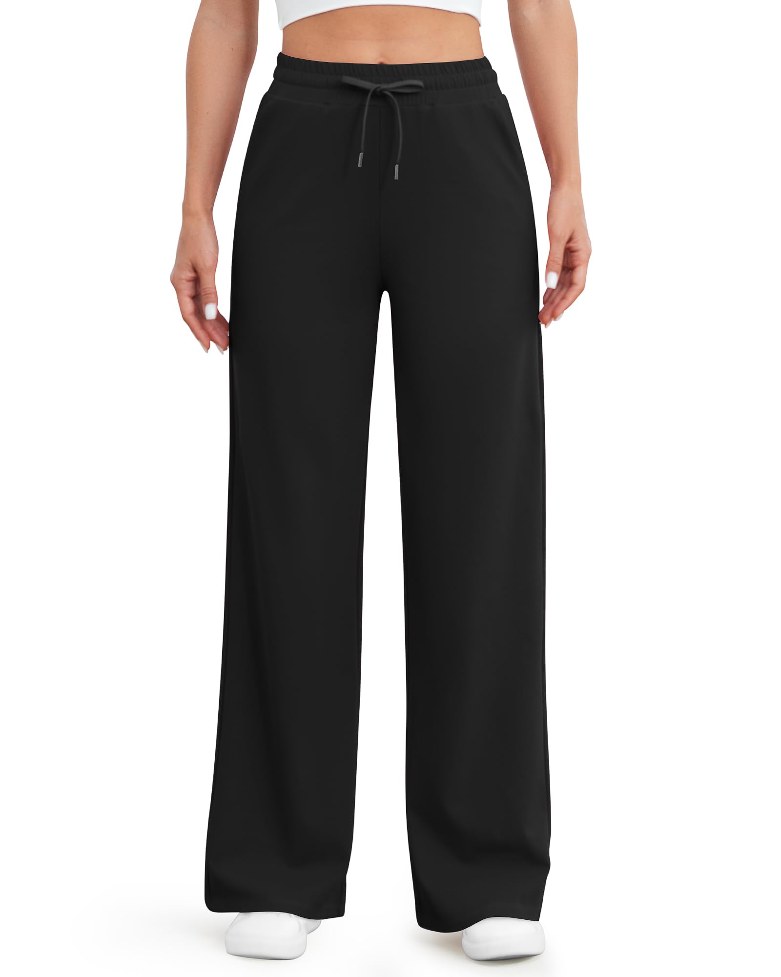 G4Free - EverGoing Wide Leg Mid-Waist Drawstring Casual Pants -GF24J261AA-S