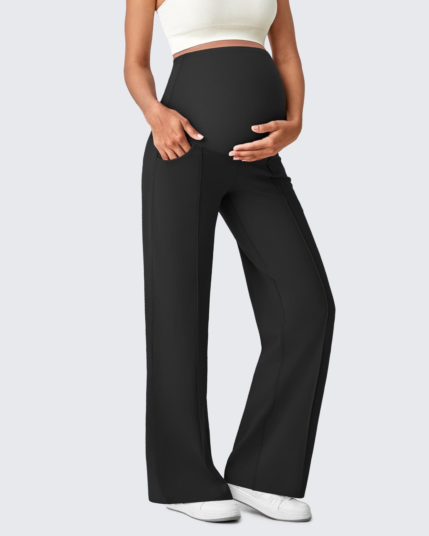G4Free - EverGoing Wide Leg Pockets Front Pleats Maternity -GF25JY414AA-S