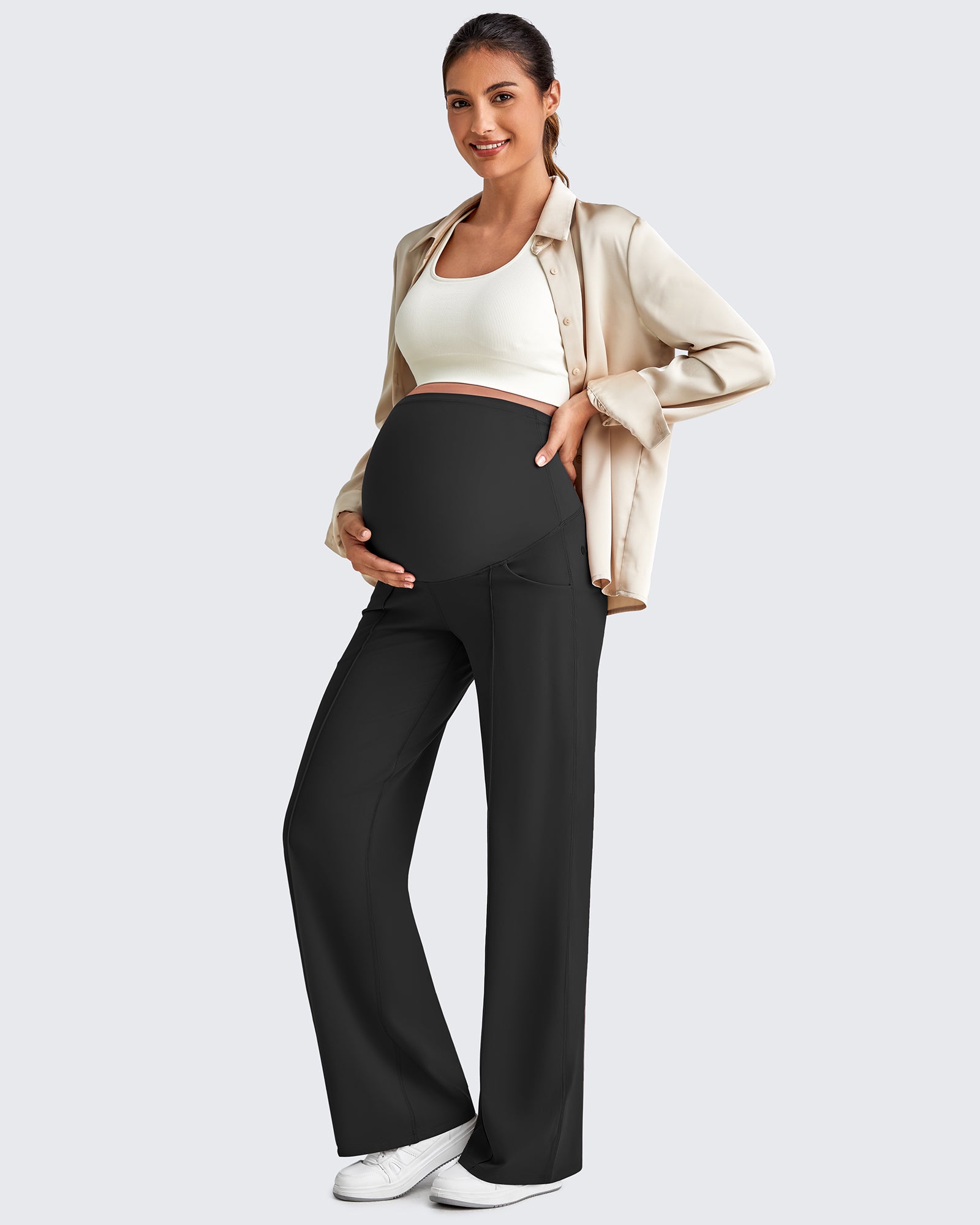 G4Free - EverGoing Wide Leg Pockets Front Pleats Maternity -GF25JY414AA-S