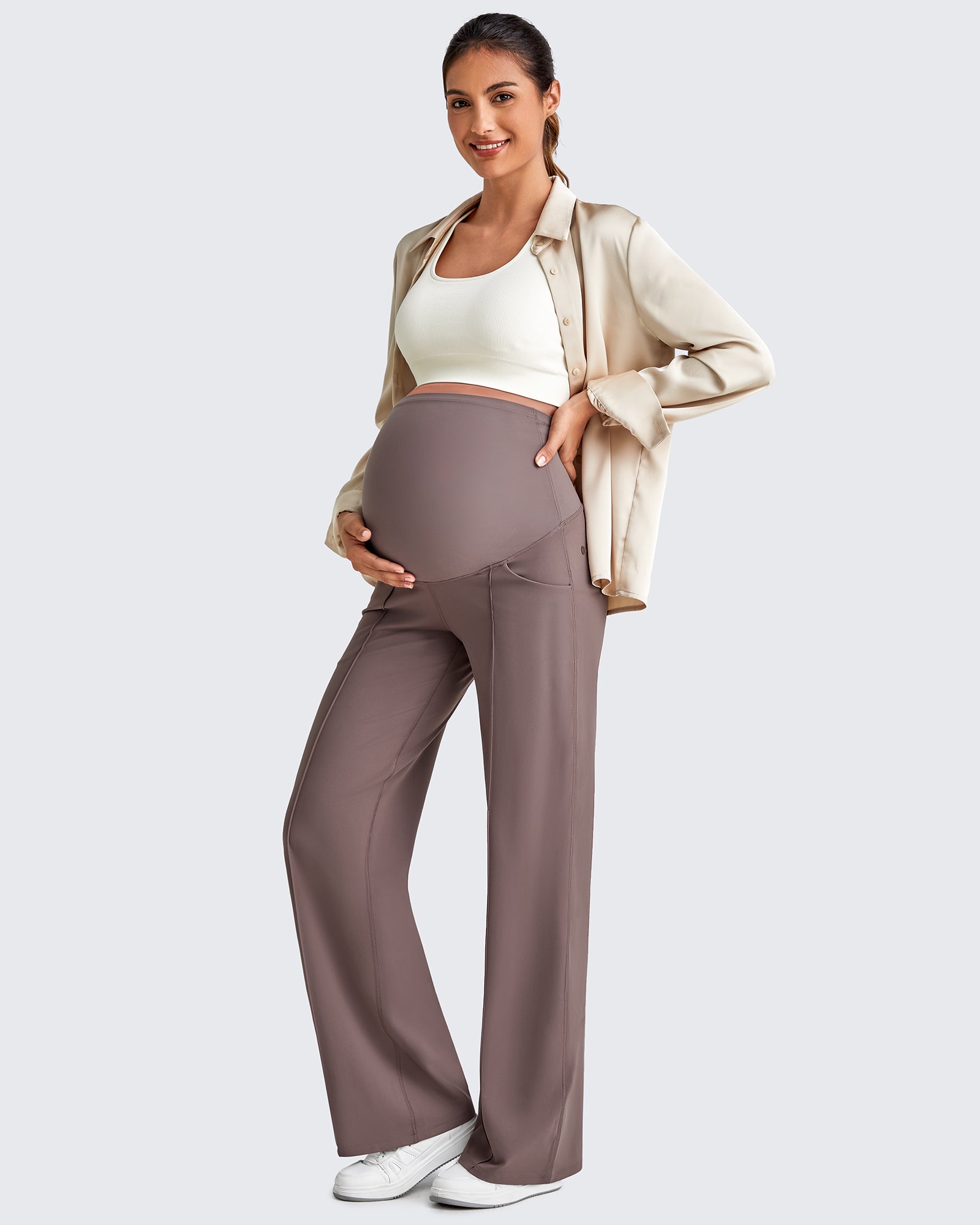 G4Free - EverGoing Wide Leg Pockets Front Pleats Maternity -GF25JY414AA-S