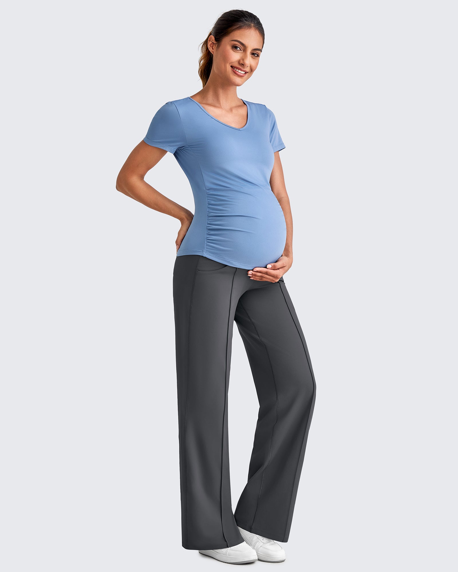 G4Free - EverGoing Wide Leg Pockets Front Pleats Maternity -GF25JY414AA-S