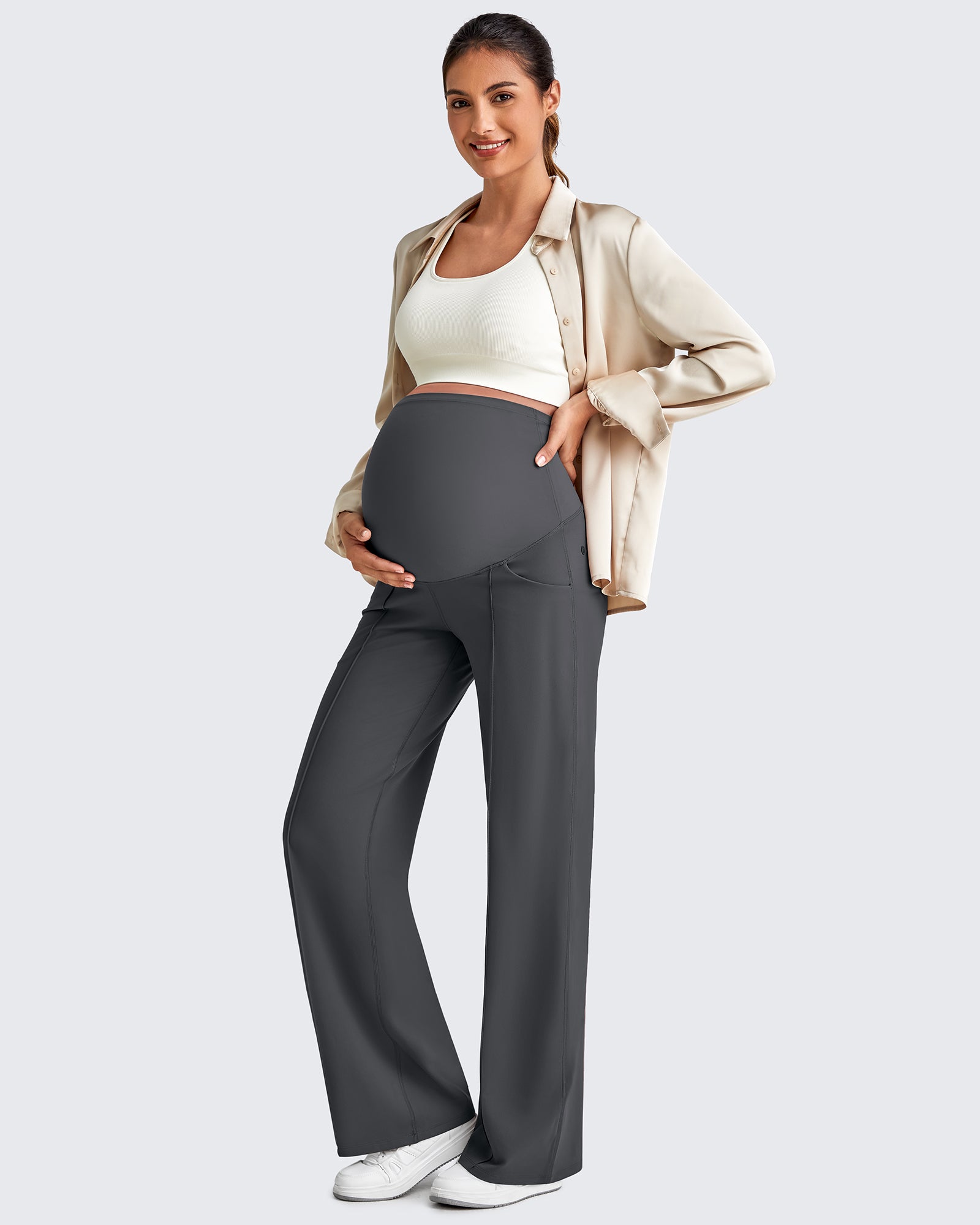 G4Free - EverGoing Wide Leg Pockets Front Pleats Maternity -GF25JY414AA-S
