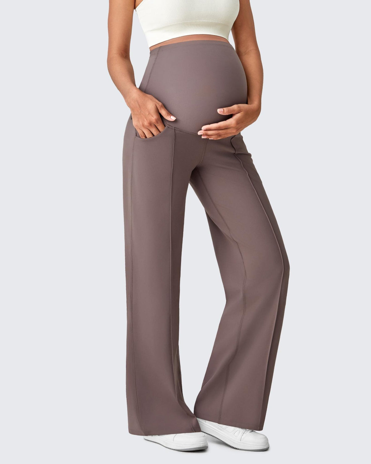 G4Free - EverGoing Wide Leg Pockets Front Pleats Maternity -GF25JY414CA-S