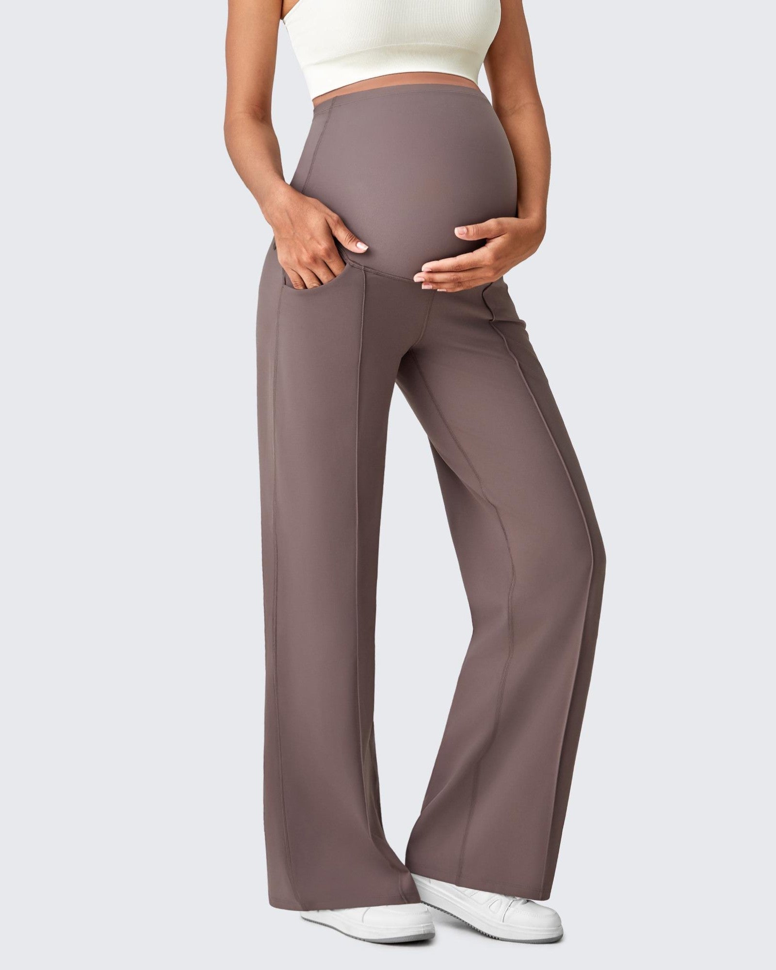 G4Free - EverGoing Wide Leg Pockets Front Pleats Maternity -GF25JY414CA-S