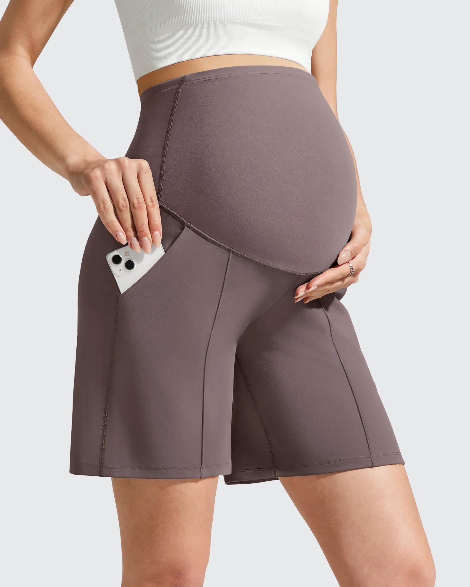 G4Free - Evergoing Front Pleats Pockets Maternity Shorts -GF26EY794F001A-S