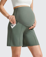 G4Free - Evergoing Front Pleats Pockets Maternity Shorts -GF26EY794F001A-S