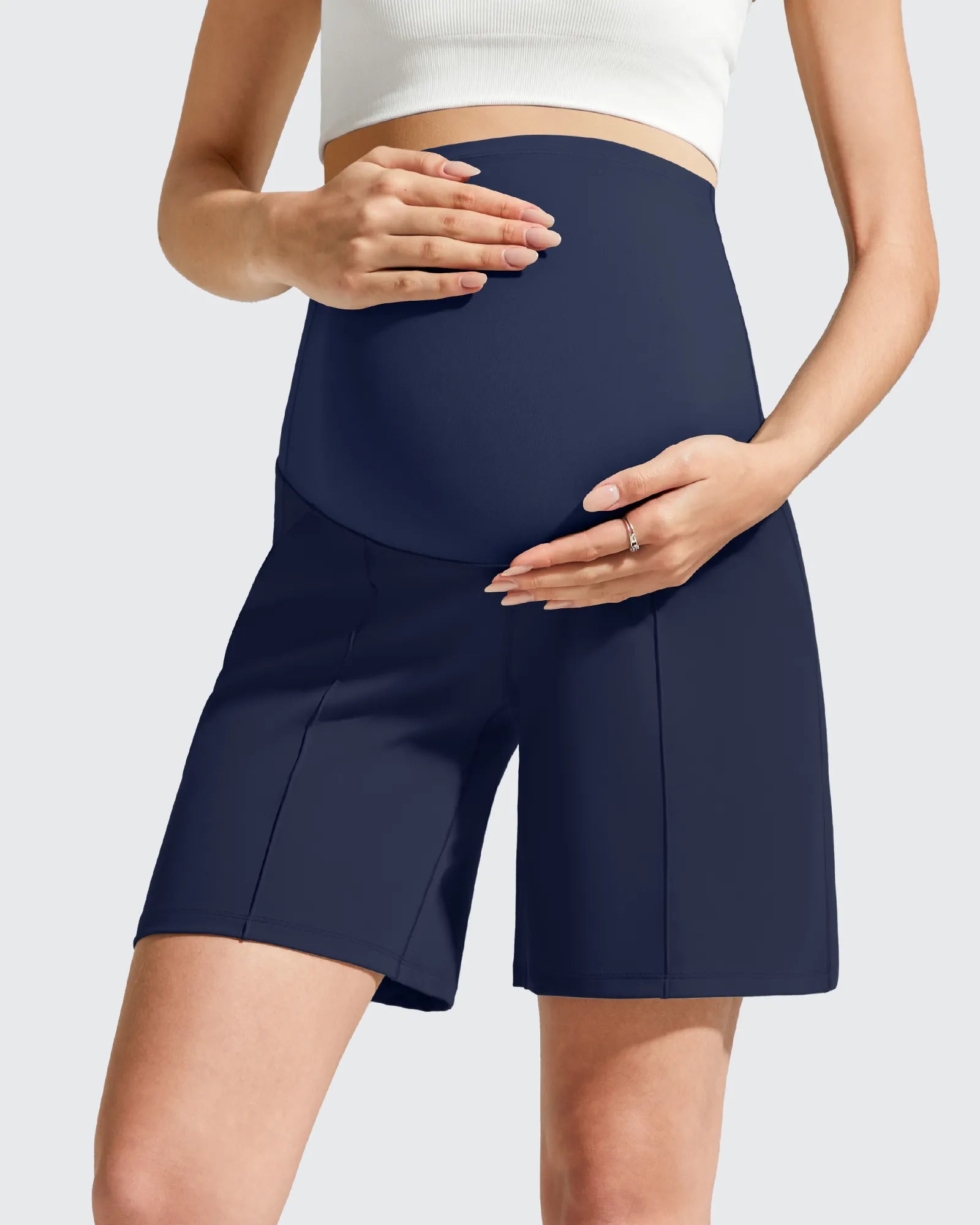 G4Free - Evergoing Front Pleats Pockets Maternity Shorts -GF26EY794F001A-S
