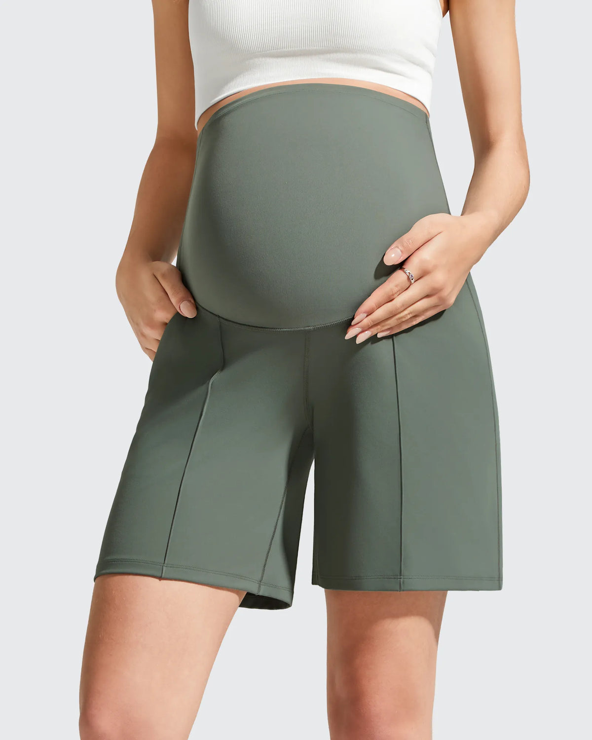 G4Free - Evergoing Front Pleats Pockets Maternity Shorts -GF26EY794G016A-S