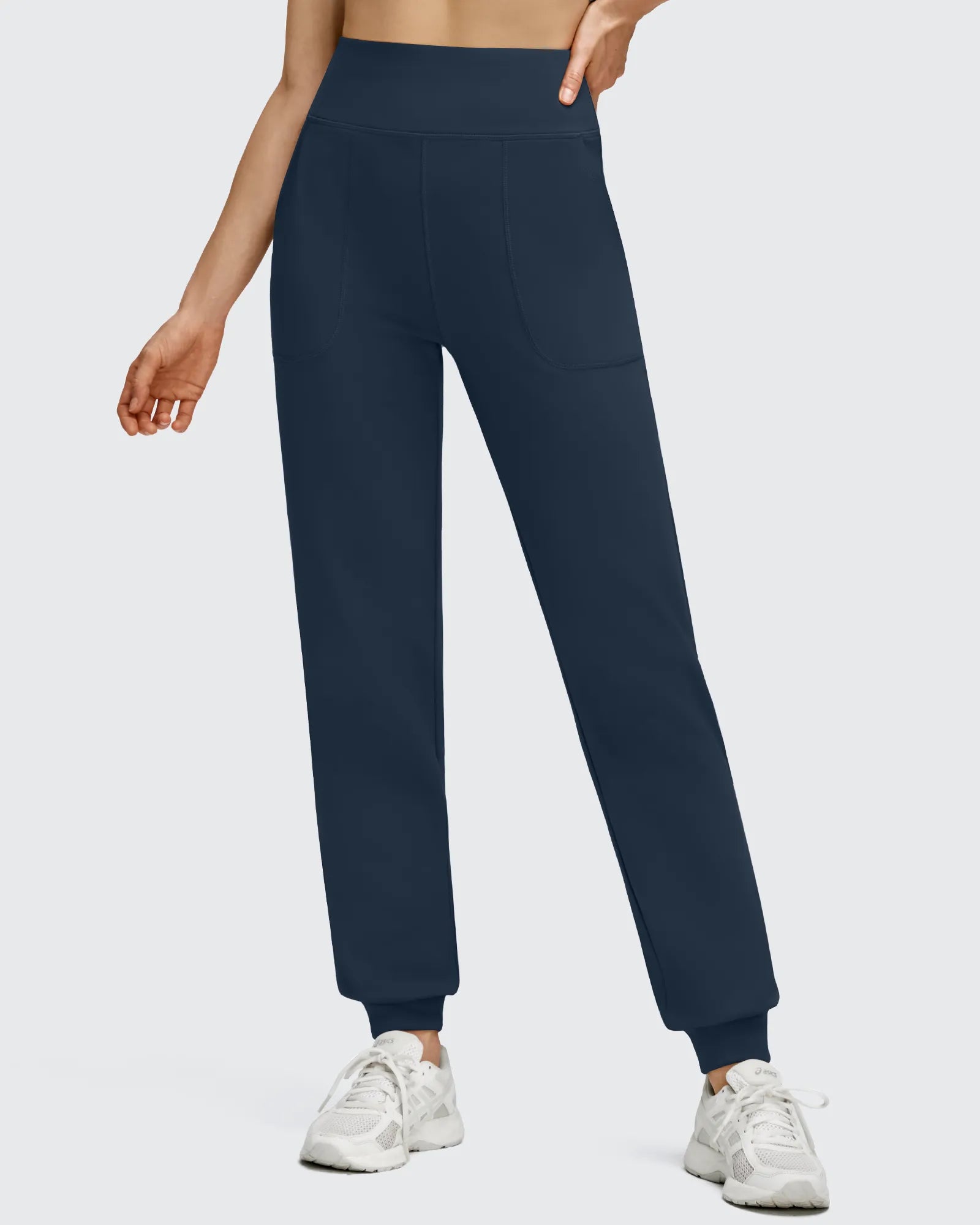 G4Free - Fleece Lined Elastic Cuff Pockets Workout Joggers -GF25D643AA-S