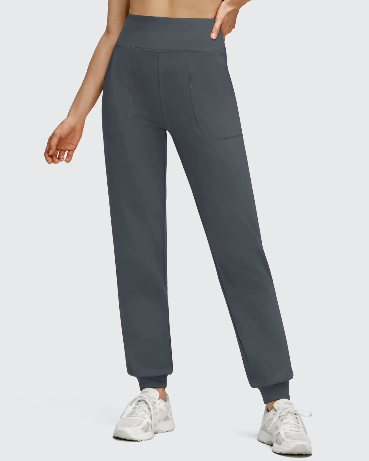 G4Free - Fleece Lined Elastic Cuff Pockets Workout Joggers -GF25D643AA-S