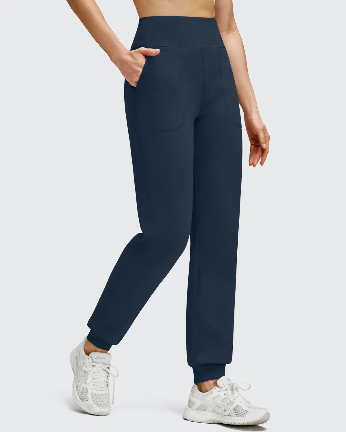 G4Free - Fleece Lined Elastic Cuff Pockets Workout Joggers -GF25D643AA-S