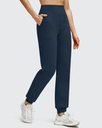G4Free - Fleece Lined Elastic Cuff Pockets Workout Joggers -GF25D643AA-S