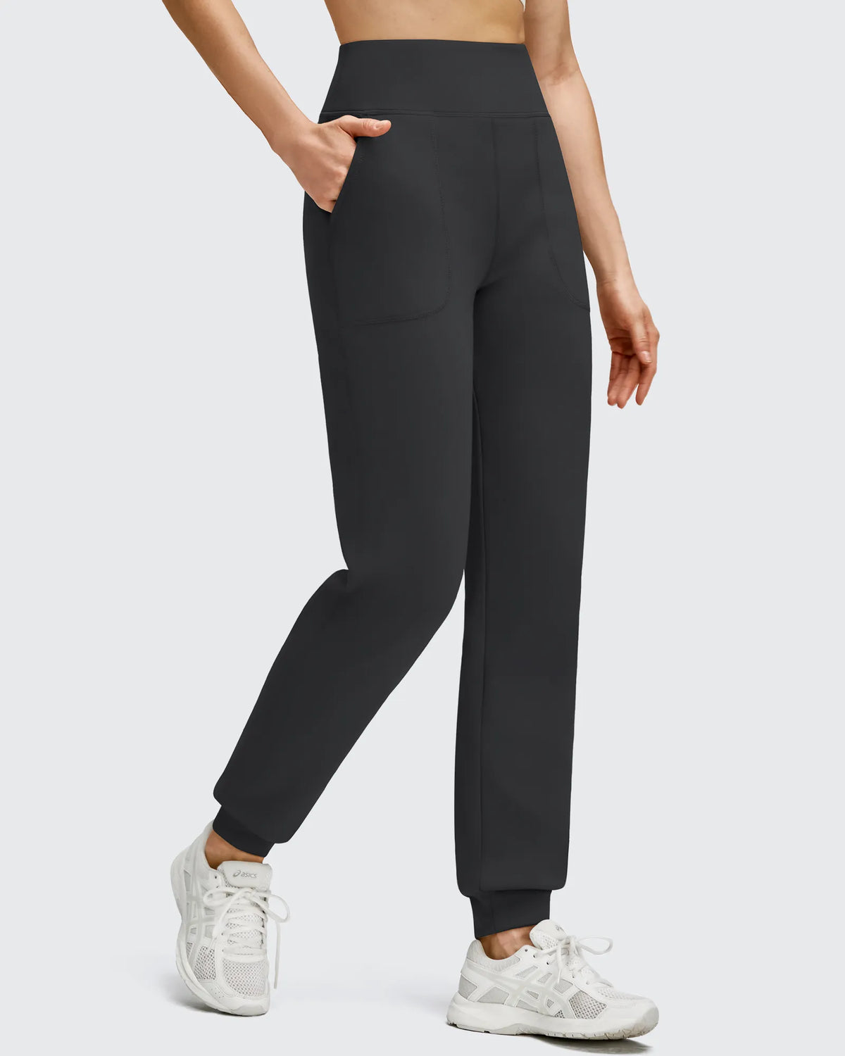 G4Free - Fleece Lined Elastic Cuff Pockets Workout Joggers -GF25D643AA-S