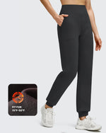 G4Free - Fleece Lined Elastic Cuff Pockets Workout Joggers -GF25D643AA-S