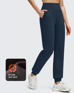 G4Free - Fleece Lined Elastic Cuff Pockets Workout Joggers -GF25D643AA-S