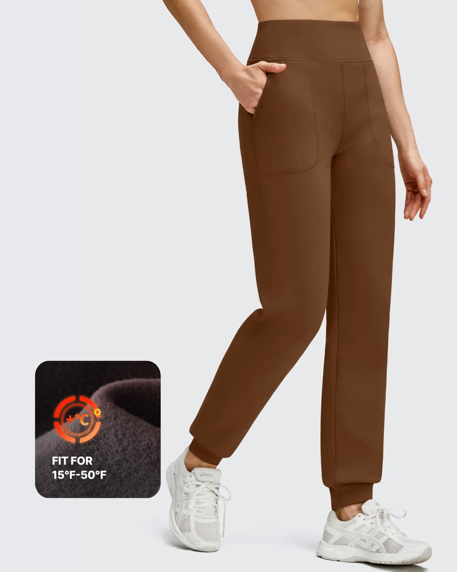 G4Free - Fleece Lined Elastic Cuff Pockets Workout Joggers -GF25D643AA-S