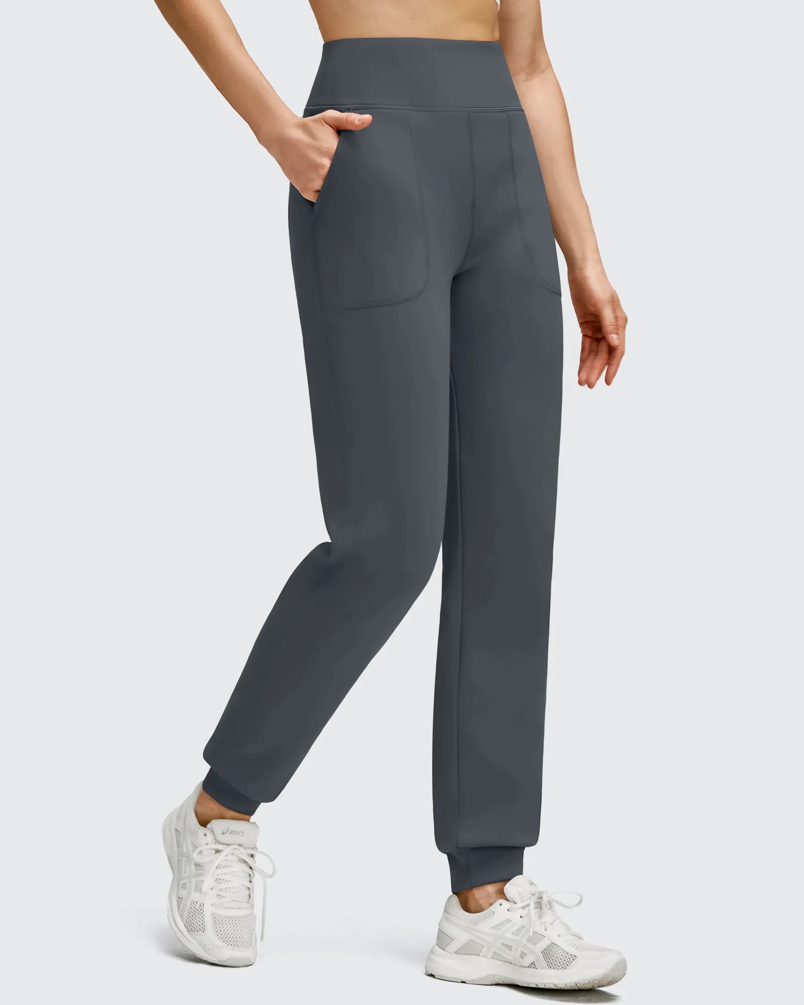 G4Free - Fleece Lined Elastic Cuff Pockets Workout Joggers -GF25D643BA-S