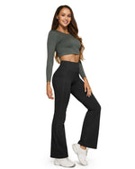 G4Free - Fleece Lined High-Waist Casual Flare Pants -GF23A204AA-S