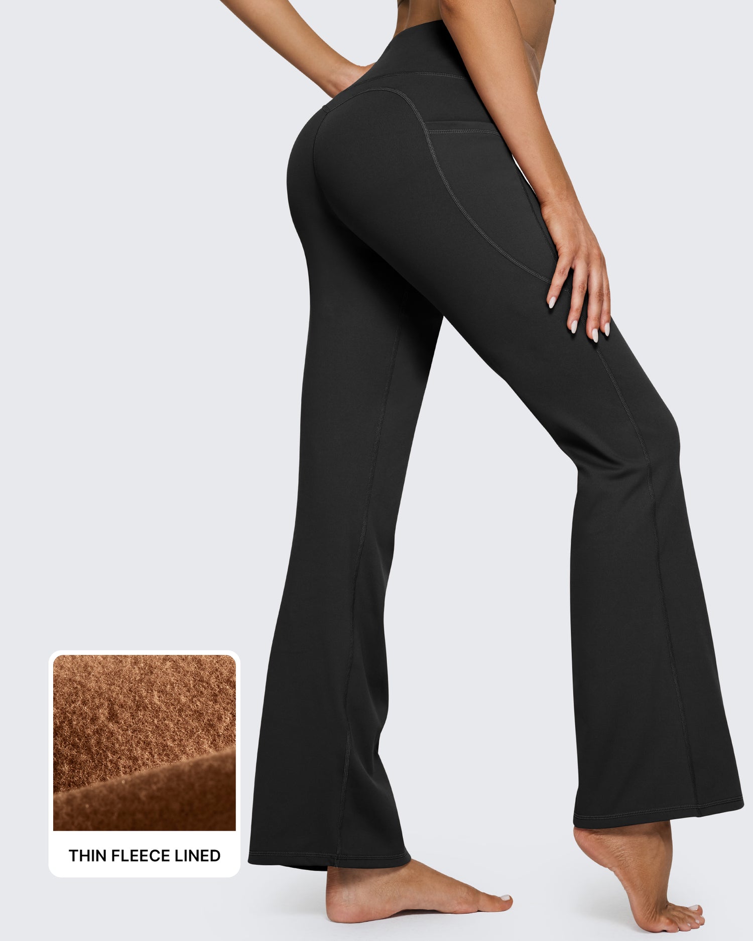 G4Free - Fleece Lined High-Waist Casual Flare Pants -GF23A204AA-S
