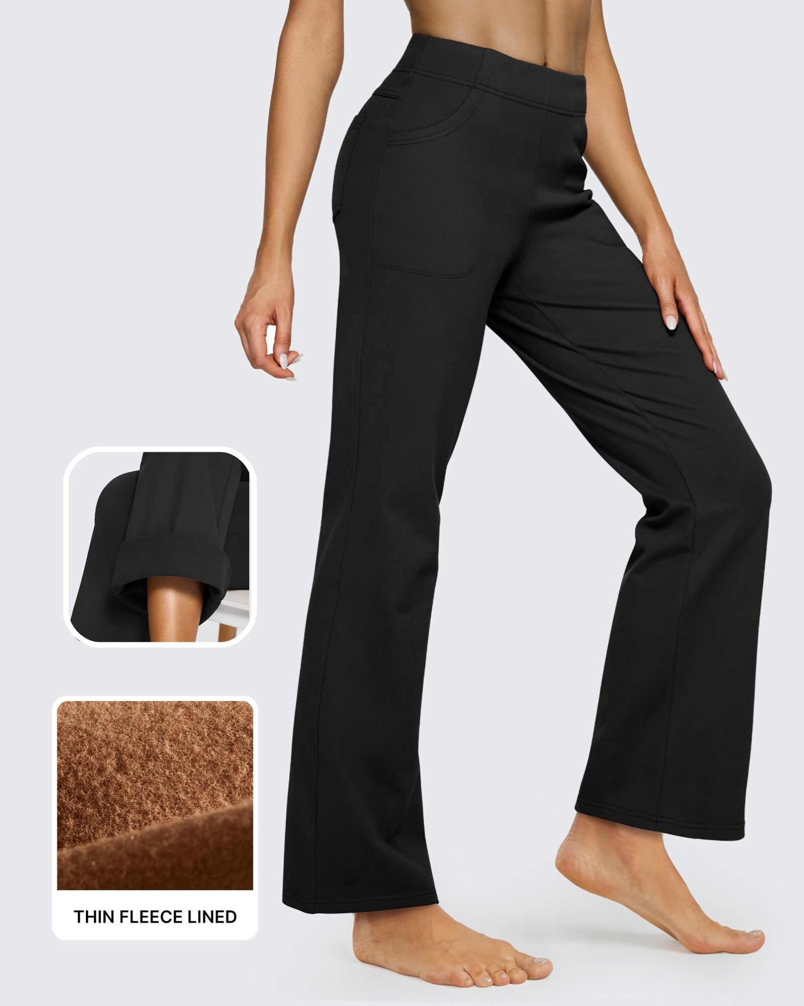 G4Free - Fleece Lined High-Waist Flare Work Pants -GF23A192AA-S